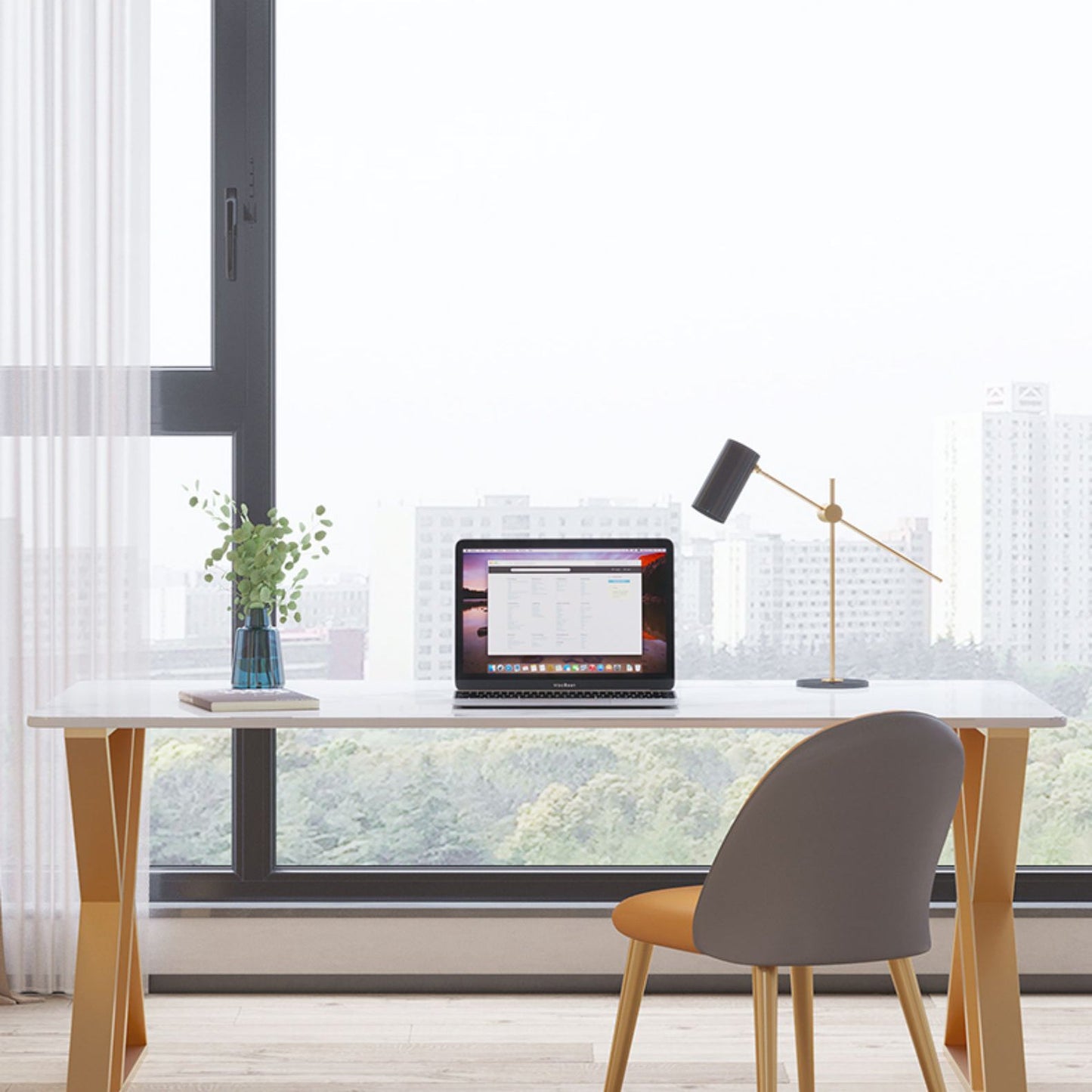 Scrivania glam da ufficio antico scrivania curva curva con gambe metalliche