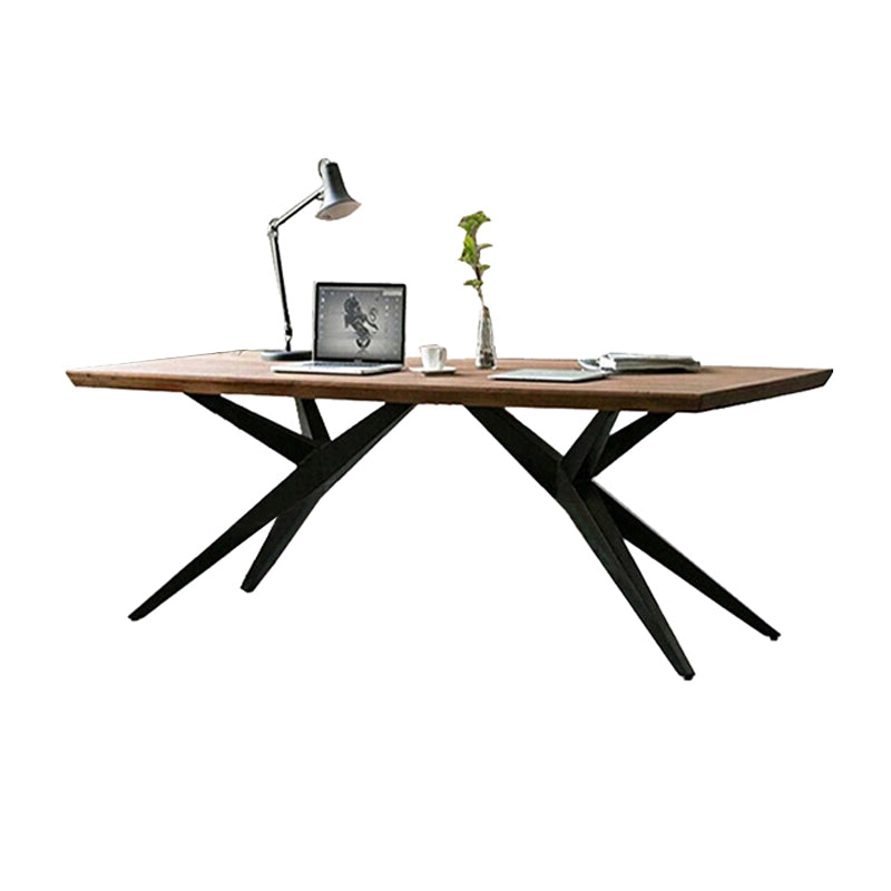 Bruin Industrial Writing Desk rechthoekig vaste houten bureau