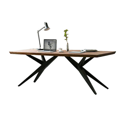 Bruin Industrial Writing Desk rechthoekig vaste houten bureau