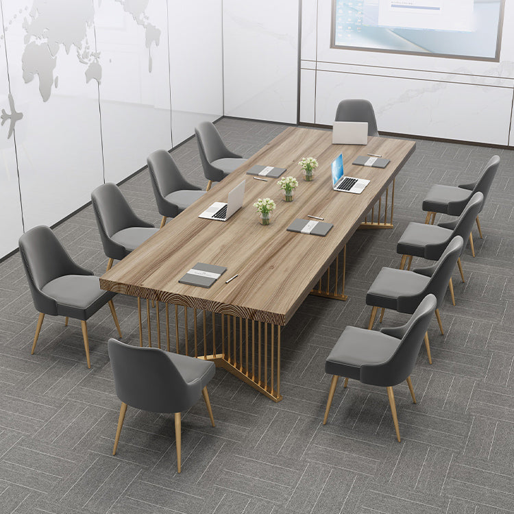 Scrivania rettangolare moderna scrivania naturale da ufficio con gambe metalliche