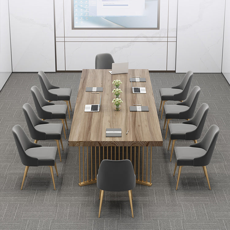 Scrivania rettangolare moderna scrivania naturale da ufficio con gambe metalliche