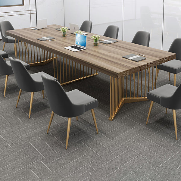 Scrivania rettangolare moderna scrivania naturale da ufficio con gambe metalliche