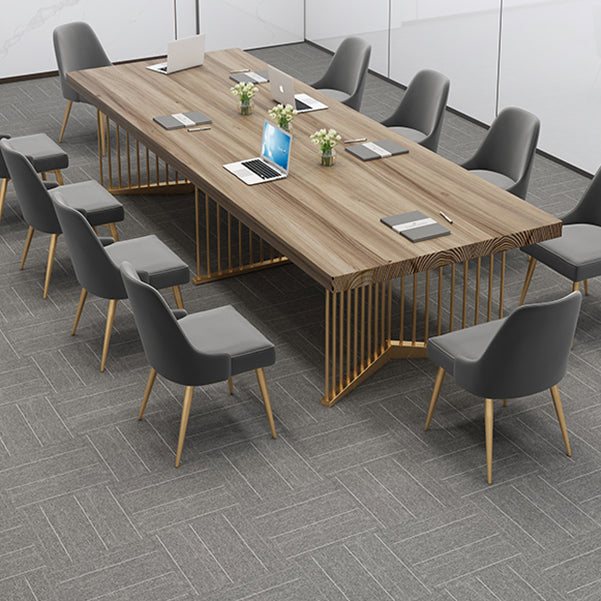 Scrivania rettangolare moderna scrivania naturale da ufficio con gambe metalliche