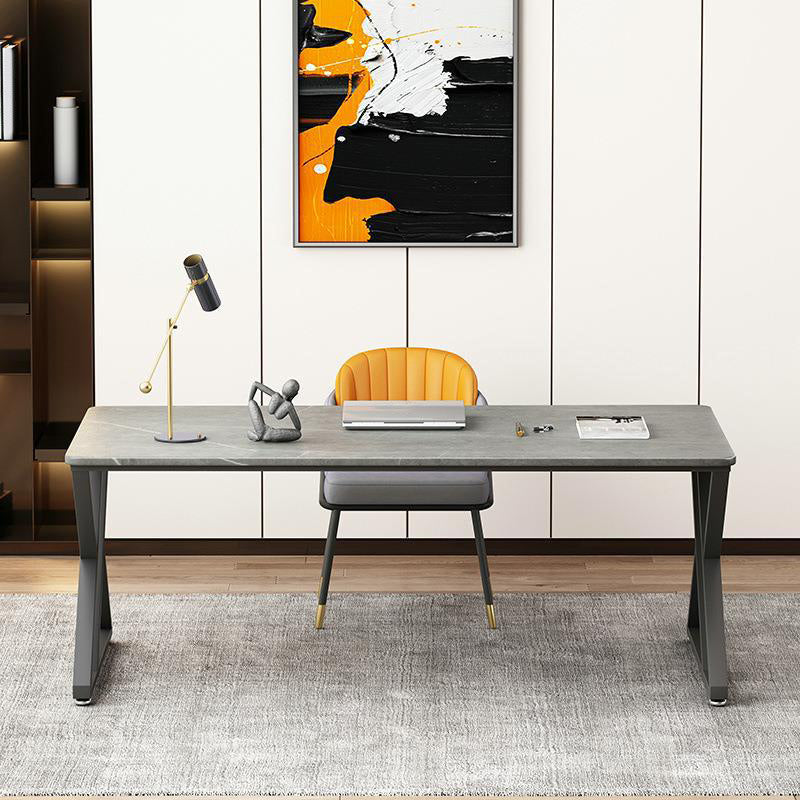 Escritorio de oficina moderno de 1 estante Stone 29.53 "de alto escritorio de escritura con patas de hierro