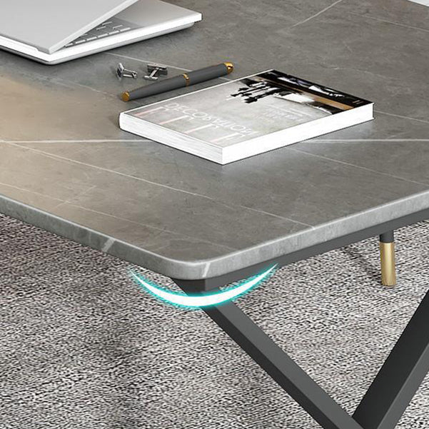 Escritorio de oficina moderno de 1 estante Stone 29.53 "de alto escritorio de escritura con patas de hierro