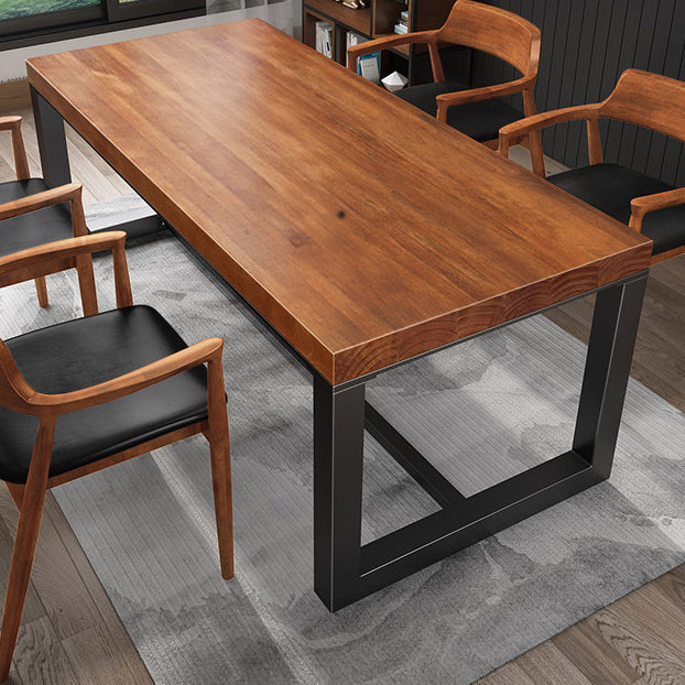 Contemporary Rectangular Executive Desk Brown Office Desk with Metal Legs 55.1"L x 27.6"W x 29.5"H Clearhalo 'furn' 'furn_office_desk' 'Furniture' 'Office Desks' 'Office Furniture' 'office_desk' 6385800