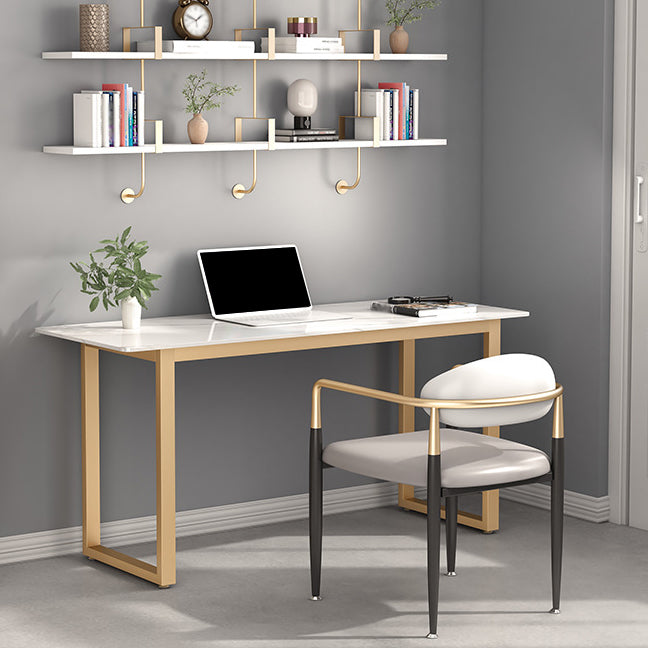 23.62" W Stone Office Desk Modern Sled Base Writing Desk with 1 Shelf 47.2"L x 23.6"W x 29.5"H Clearhalo 'furn' 'furn_office_desk' 'Furniture' 'Office Desks' 'Office Furniture' 'office_desk' 6385813