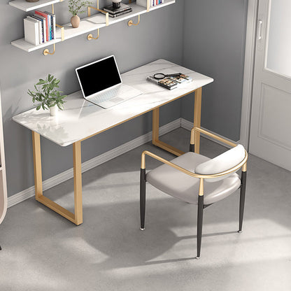 23.62" W Stone Office Desk Modern Sled Base Writing Desk with 1 Shelf 39.4"L x 23.6"W x 29.5"H Clearhalo 'furn' 'furn_office_desk' 'Furniture' 'Office Desks' 'Office Furniture' 'office_desk' 6385814