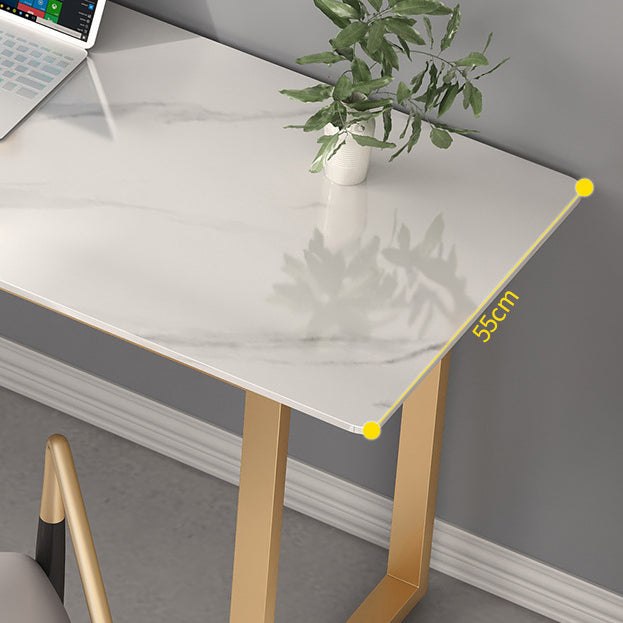 23.62" W Stone Office Desk Modern Sled Base Writing Desk with 1 Shelf Clearhalo 'furn' 'furn_office_desk' 'Furniture' 'Office Desks' 'Office Furniture' 'office_desk' 6385820