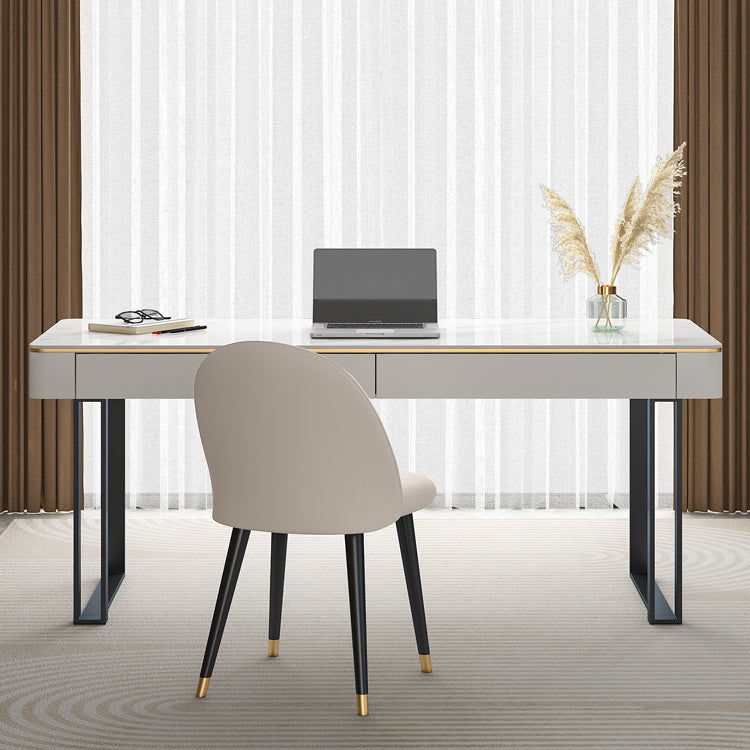 Bureau de bureau glamour antique Ordinateur Courbe courbe avec 2 tiroirs de rangement