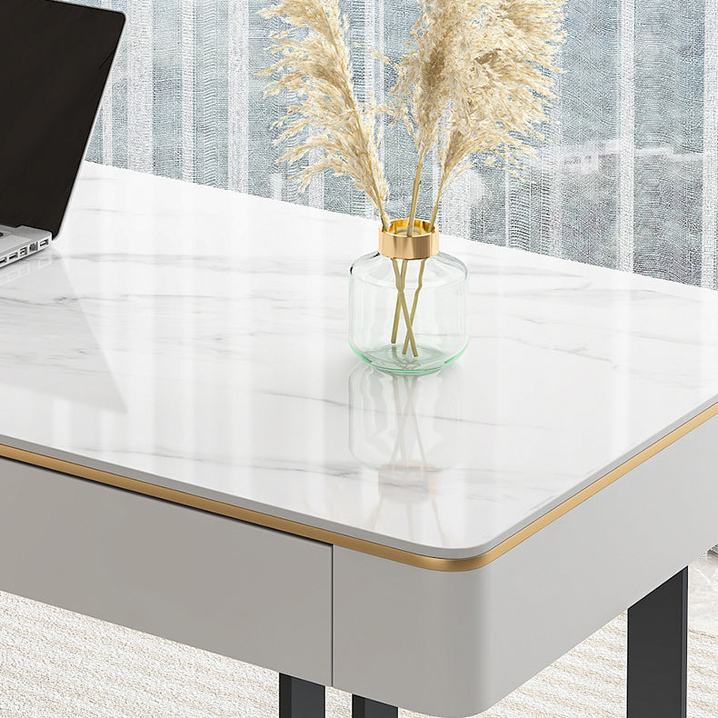 Bureau de bureau glamour antique Ordinateur Courbe courbe avec 2 tiroirs de rangement