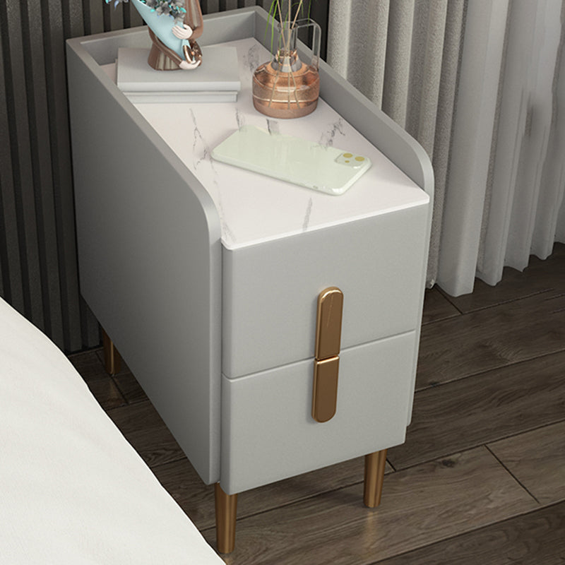 2 tiroirs en bois massif mères modernes des jambes comprenant une table de nuit, 19,7 "de haut