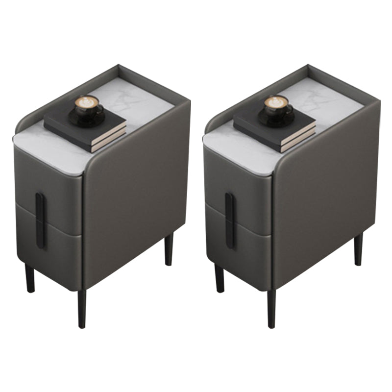 2 tiroirs en bois massif mères modernes des jambes comprenant une table de nuit, 19,7 "de haut