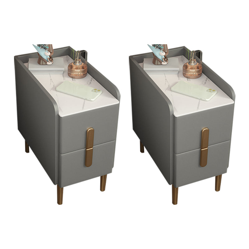 2 tiroirs en bois massif mères modernes des jambes comprenant une table de nuit, 19,7 "de haut