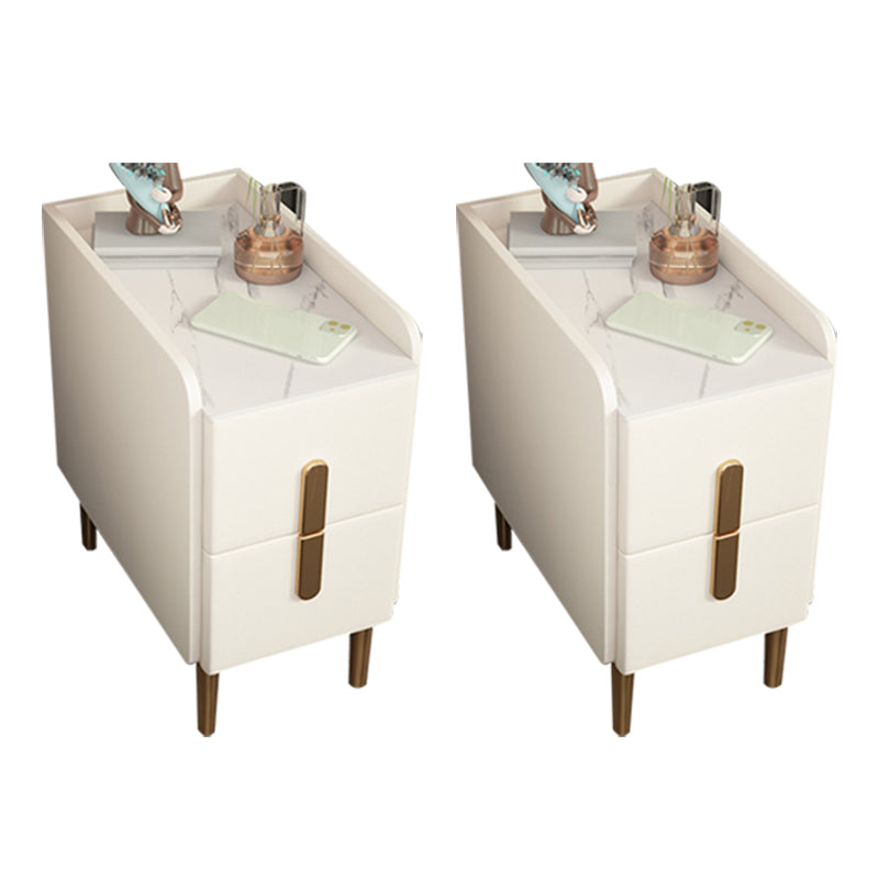 2 tiroirs en bois massif mères modernes des jambes comprenant une table de nuit, 19,7 "de haut