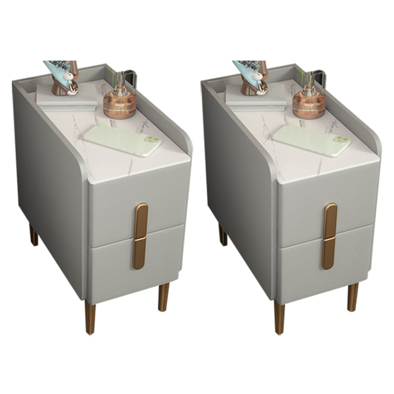 2 tiroirs en bois massif mères modernes des jambes comprenant une table de nuit, 19,7 "de haut