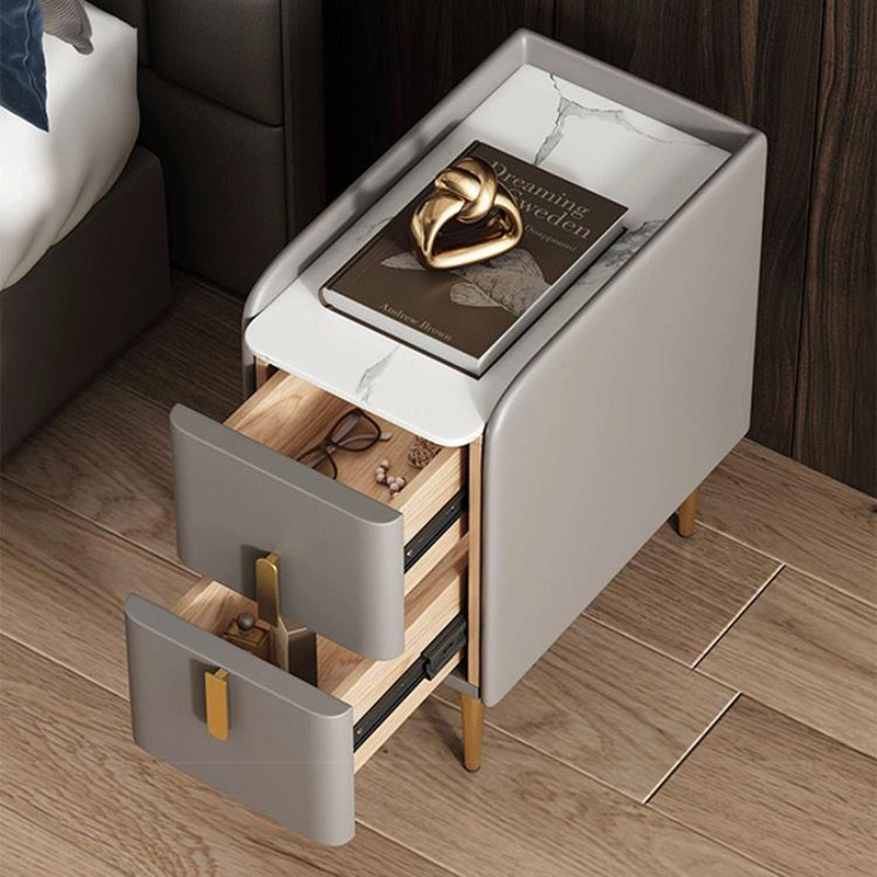 2 tiroirs en bois massif mères modernes des jambes comprenant une table de nuit, 19,7 "de haut