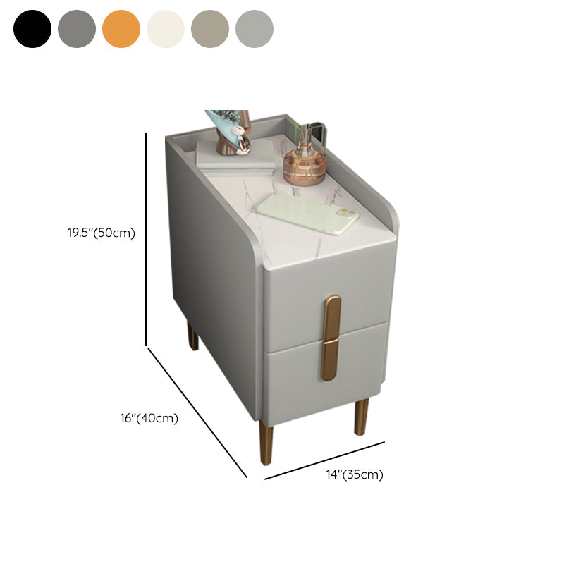 2 tiroirs en bois massif mères modernes des jambes comprenant une table de nuit, 19,7 "de haut