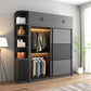 Modern Sliding Door Wardrobe for Bedroom Gray Manufactured Wood Cabinet