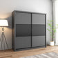 Modern Sliding Door Wardrobe for Bedroom Gray Manufactured Wood Cabinet