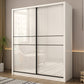 Sliding Door Wardrobe Closet White Wood Wardrobe Armoire with Shelves