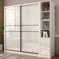 Sliding Door Wardrobe Closet White Wood Wardrobe Armoire with Shelves