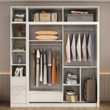 Sliding Door Wardrobe Closet White Wood Wardrobe Armoire with Shelves