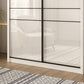 Sliding Door Wardrobe Closet White Wood Wardrobe Armoire with Shelves