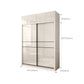 Sliding Door Wardrobe Closet White Wood Wardrobe Armoire with Shelves