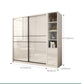 Sliding Door Wardrobe Closet White Wood Wardrobe Armoire with Shelves