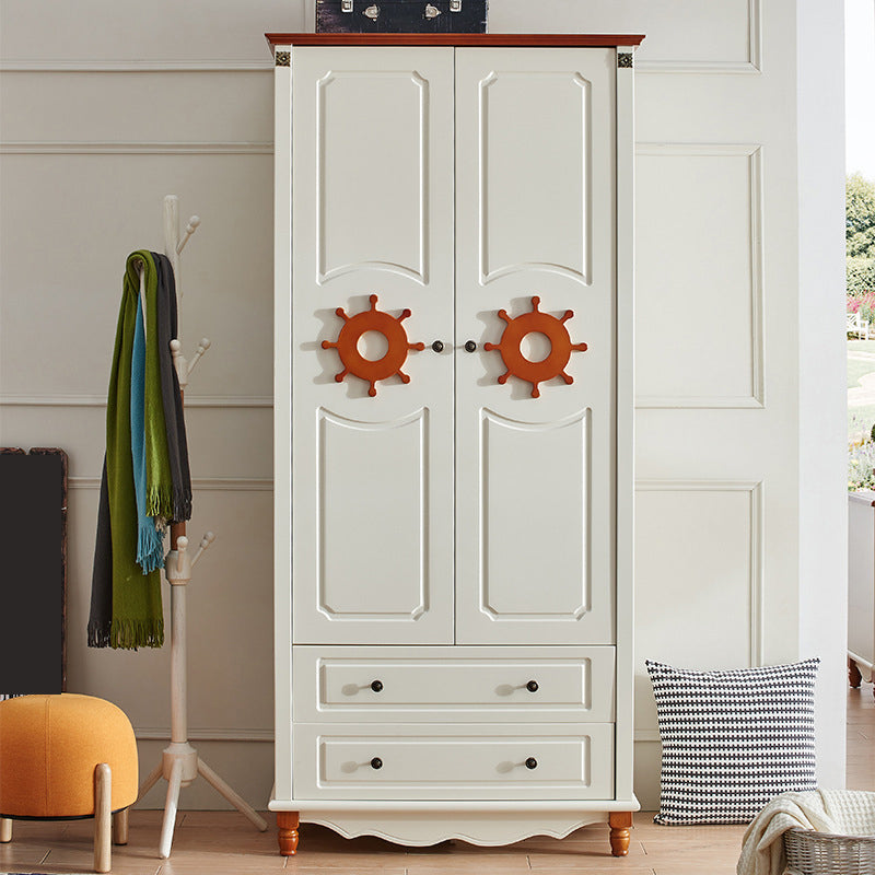 Hinged Wardrobe Cabinet with Legs Coastal Wooden Wardrobe Armoire Clearhalo 'Armoires & Wardrobes' 'armoires_wardrobes' 'Bedroom Furniture' 'furn' 'furn_armoires_wardrobes' 'Furniture' 6388084