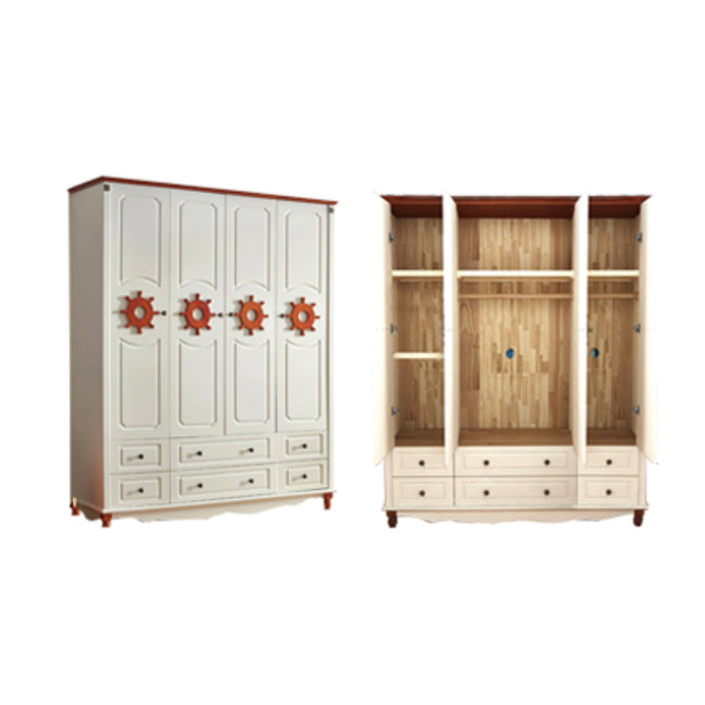 Hinged Wardrobe Cabinet with Legs Coastal Wooden Wardrobe Armoire Clearhalo 'Armoires & Wardrobes' 'armoires_wardrobes' 'Bedroom Furniture' 'furn' 'furn_armoires_wardrobes' 'Furniture' 6388089