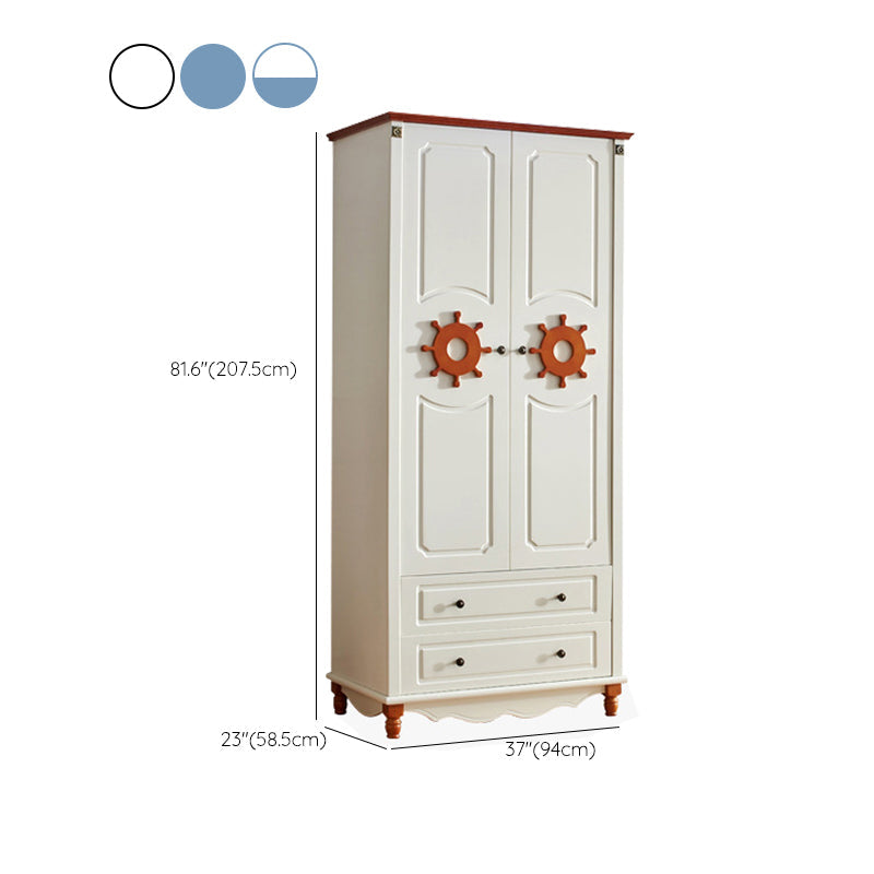 Hinged Wardrobe Cabinet with Legs Coastal Wooden Wardrobe Armoire Clearhalo 'Armoires & Wardrobes' 'armoires_wardrobes' 'Bedroom Furniture' 'furn' 'furn_armoires_wardrobes' 'Furniture' 6388100