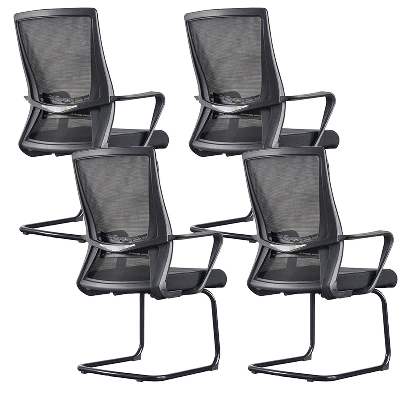 Black Mid-Back Office Chair Mesh Chair with Armrest Desk Chair 4 Piece Set Clearhalo 'furn' 'furn_office_chair' 'Furniture' 'Office Chairs' 'Office Furniture' 'office_chair' 6388270
