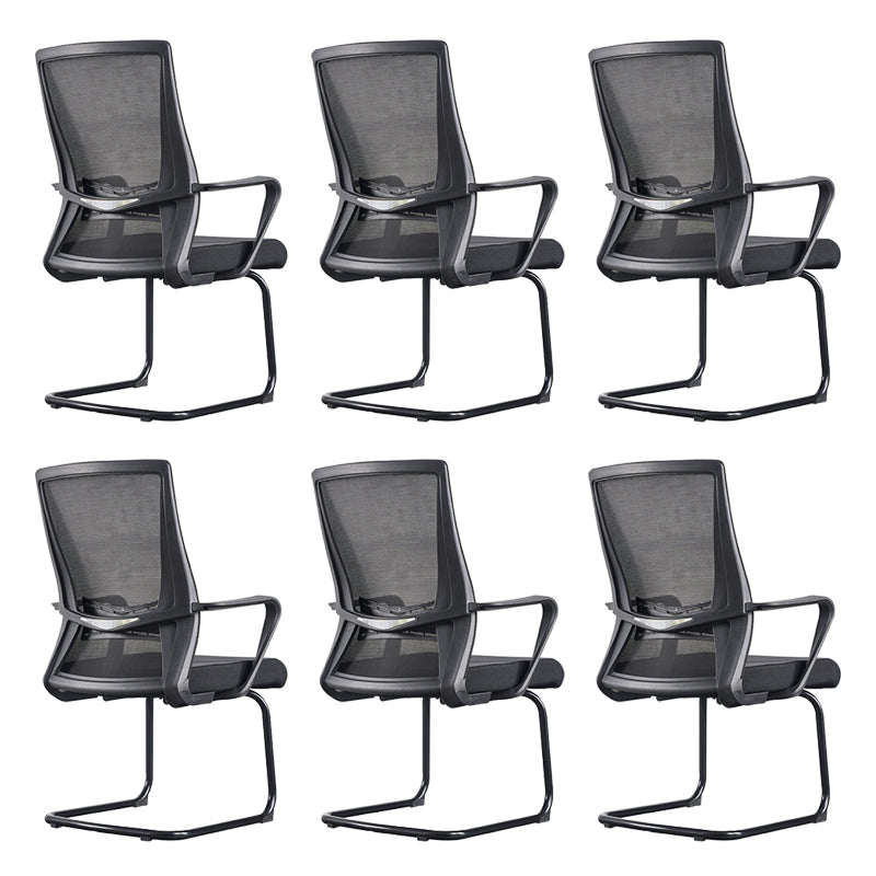 Black Mid-Back Office Chair Mesh Chair with Armrest Desk Chair 6 Piece Set Clearhalo 'furn' 'furn_office_chair' 'Furniture' 'Office Chairs' 'Office Furniture' 'office_chair' 6388272