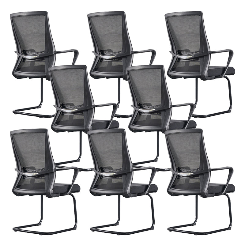 Black Mid-Back Office Chair Mesh Chair with Armrest Desk Chair 8 Piece Set Clearhalo 'furn' 'furn_office_chair' 'Furniture' 'Office Chairs' 'Office Furniture' 'office_chair' 6388274