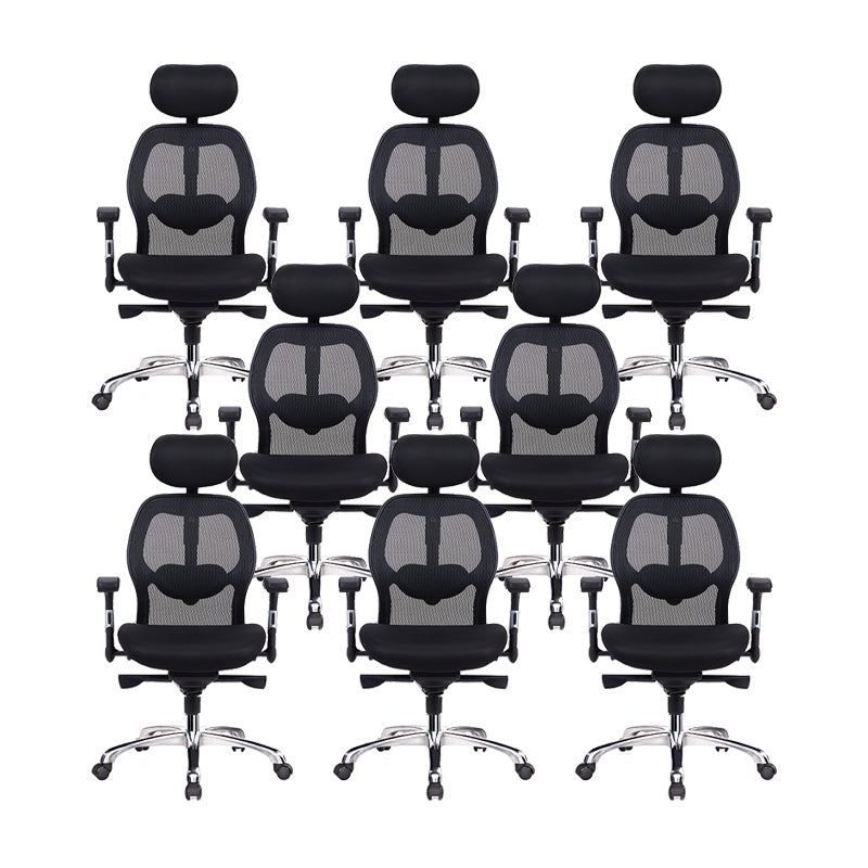 Black Contemporary Desk Chair Breathable AirGrid Office Chair 8 Piece Set Casters Included Clearhalo 'furn' 'furn_office_chair' 'Furniture' 'Office Chairs' 'Office Furniture' 'office_chair' 6388297