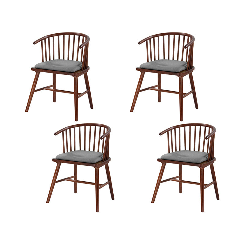 Solid Wood Armless Desk Chair Modern Low Back Office Chair with Upholstered 4 Piece Set Walnut Clearhalo 'furn' 'furn_office_chair' 'Furniture' 'Office Chairs' 'Office Furniture' 'office_chair' 6388330