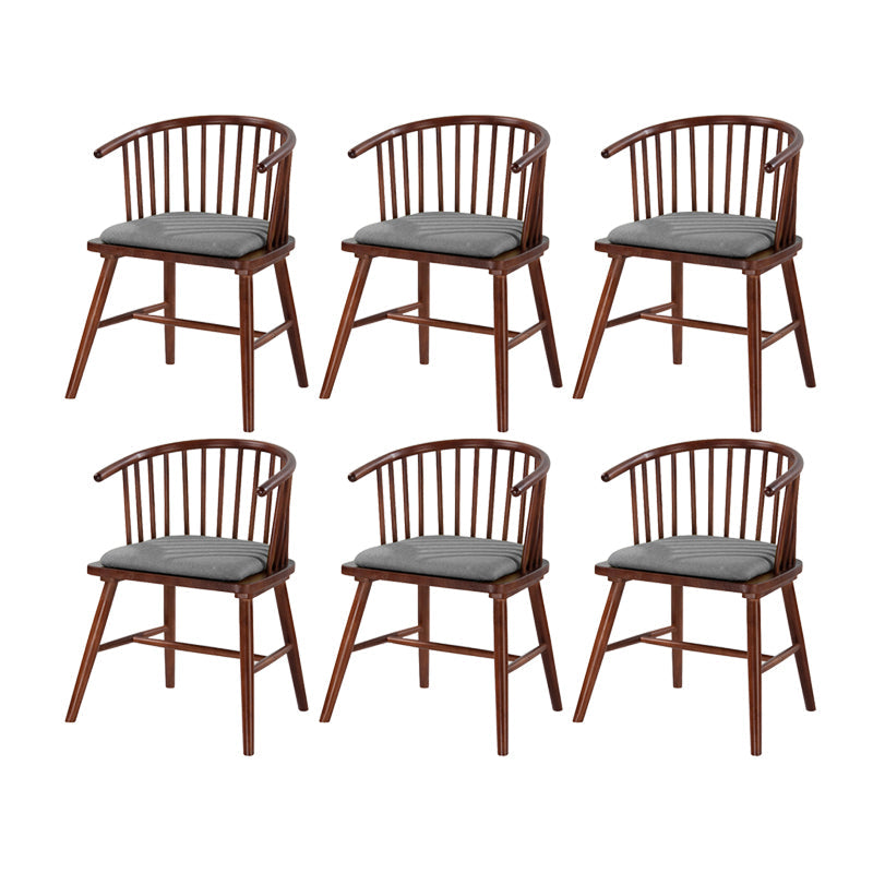 Solid Wood Armless Desk Chair Modern Low Back Office Chair with Upholstered 6 Piece Set Walnut Clearhalo 'furn' 'furn_office_chair' 'Furniture' 'Office Chairs' 'Office Furniture' 'office_chair' 6388332