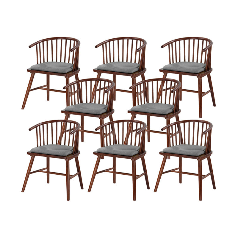 Solid Wood Armless Desk Chair Modern Low Back Office Chair with Upholstered 8 Piece Set Walnut Clearhalo 'furn' 'furn_office_chair' 'Furniture' 'Office Chairs' 'Office Furniture' 'office_chair' 6388333