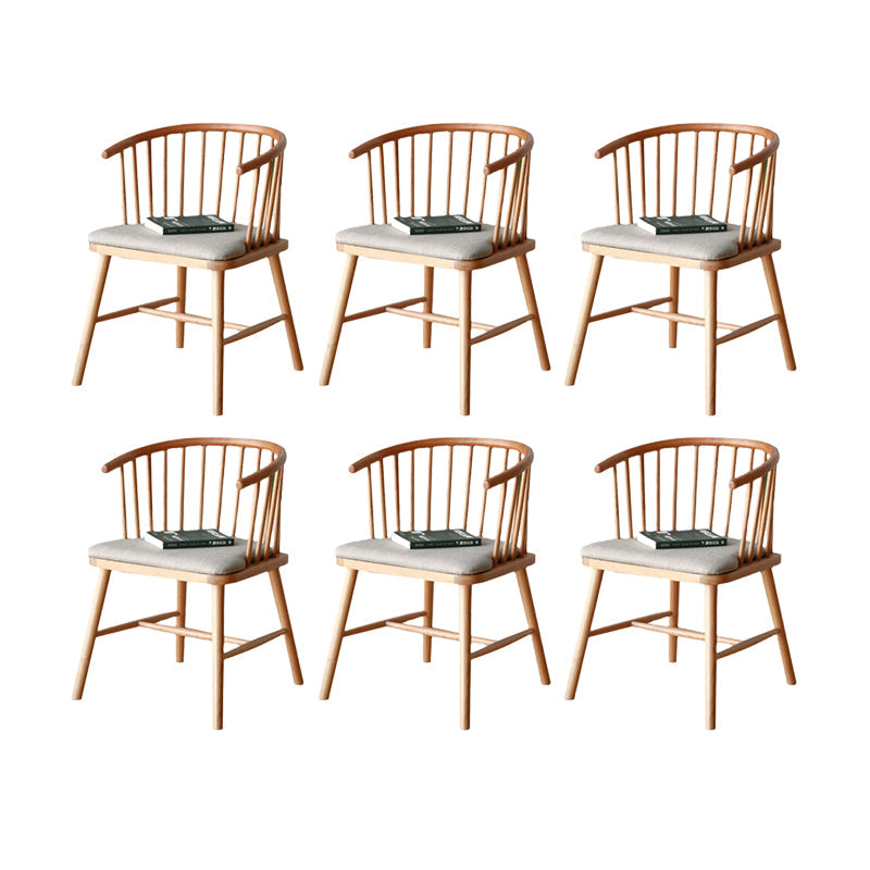 Solid Wood Armless Desk Chair Modern Low Back Office Chair with Upholstered 6 Piece Set Natural Clearhalo 'furn' 'furn_office_chair' 'Furniture' 'Office Chairs' 'Office Furniture' 'office_chair' 6388341