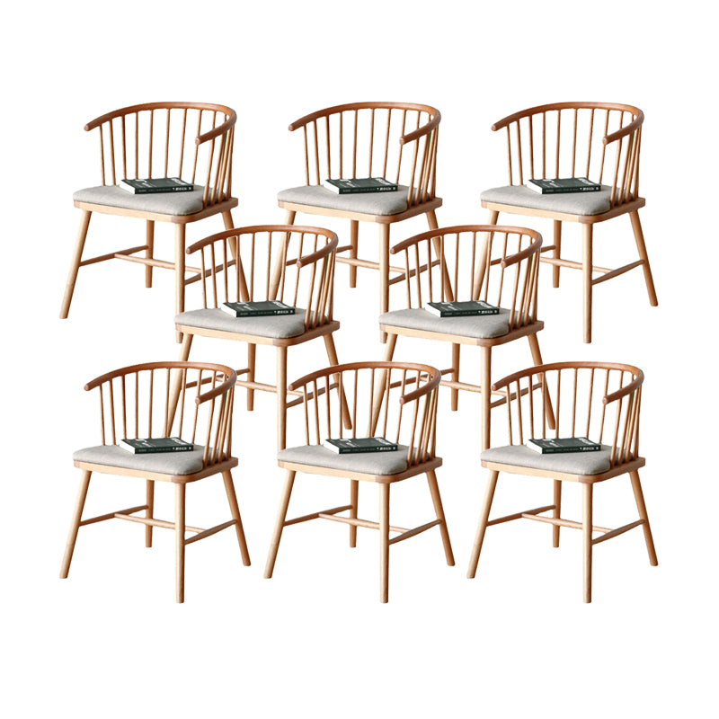 Solid Wood Armless Desk Chair Modern Low Back Office Chair with Upholstered 8 Piece Set Natural Clearhalo 'furn' 'furn_office_chair' 'Furniture' 'Office Chairs' 'Office Furniture' 'office_chair' 6388342