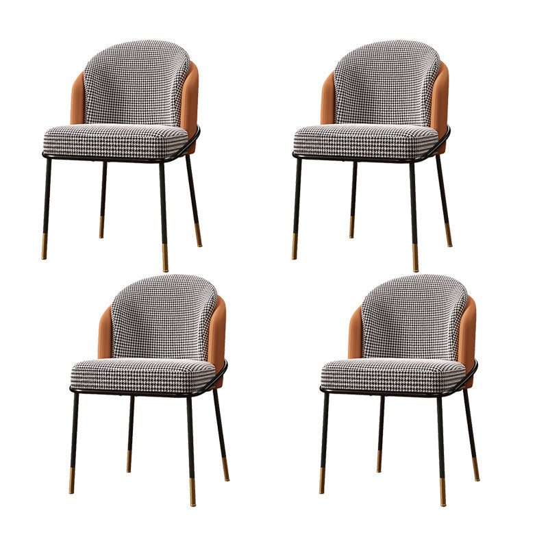 Modern Style Upholstered Desk Chair Low Back Armless Office Chair Orange 4 Piece Set Clearhalo 'furn' 'furn_office_chair' 'Furniture' 'Office Chairs' 'Office Furniture' 'office_chair' 6388348