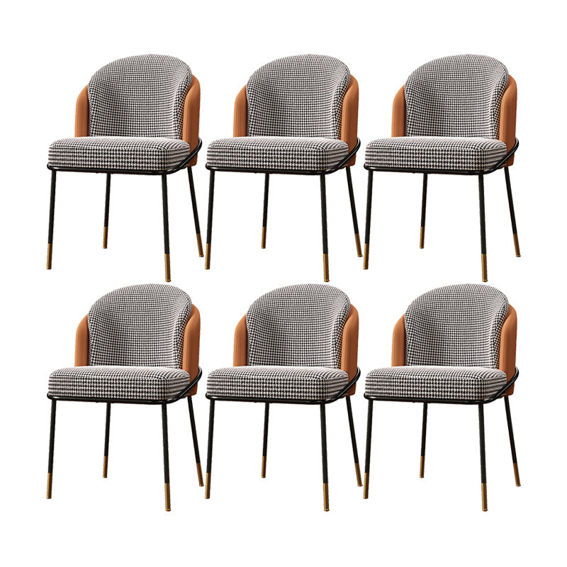 Modern Style Upholstered Desk Chair Low Back Armless Office Chair Orange 6 Piece Set Clearhalo 'furn' 'furn_office_chair' 'Furniture' 'Office Chairs' 'Office Furniture' 'office_chair' 6388350