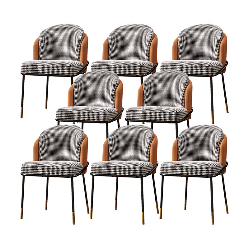 Modern Style Upholstered Desk Chair Low Back Armless Office Chair Orange 8 Piece Set Clearhalo 'furn' 'furn_office_chair' 'Furniture' 'Office Chairs' 'Office Furniture' 'office_chair' 6388352