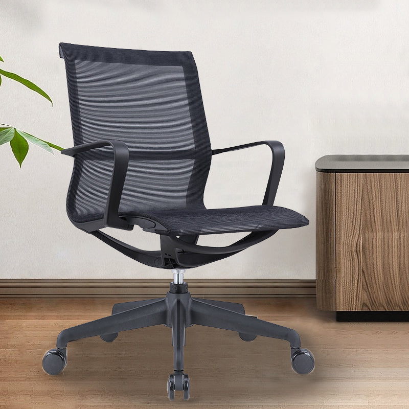 Modern Fixed Arm Conference Chair Office Ergonomic Mesh Task Chair Black 1 Piece Clearhalo 'furn' 'furn_office_chair' 'Furniture' 'Office Chairs' 'Office Furniture' 'office_chair' 6388365