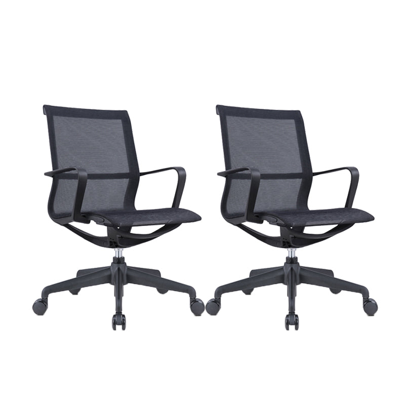 Modern Fixed Arm Conference Chair Office Ergonomic Mesh Task Chair Black 2 Piece Set Clearhalo 'furn' 'furn_office_chair' 'Furniture' 'Office Chairs' 'Office Furniture' 'office_chair' 6388367