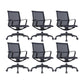 Modern Fixed Arm Conference Chair Office Ergonomic Mesh Task Chair Black 6 Piece Set Clearhalo 'furn' 'furn_office_chair' 'Furniture' 'Office Chairs' 'Office Furniture' 'office_chair' 6388371