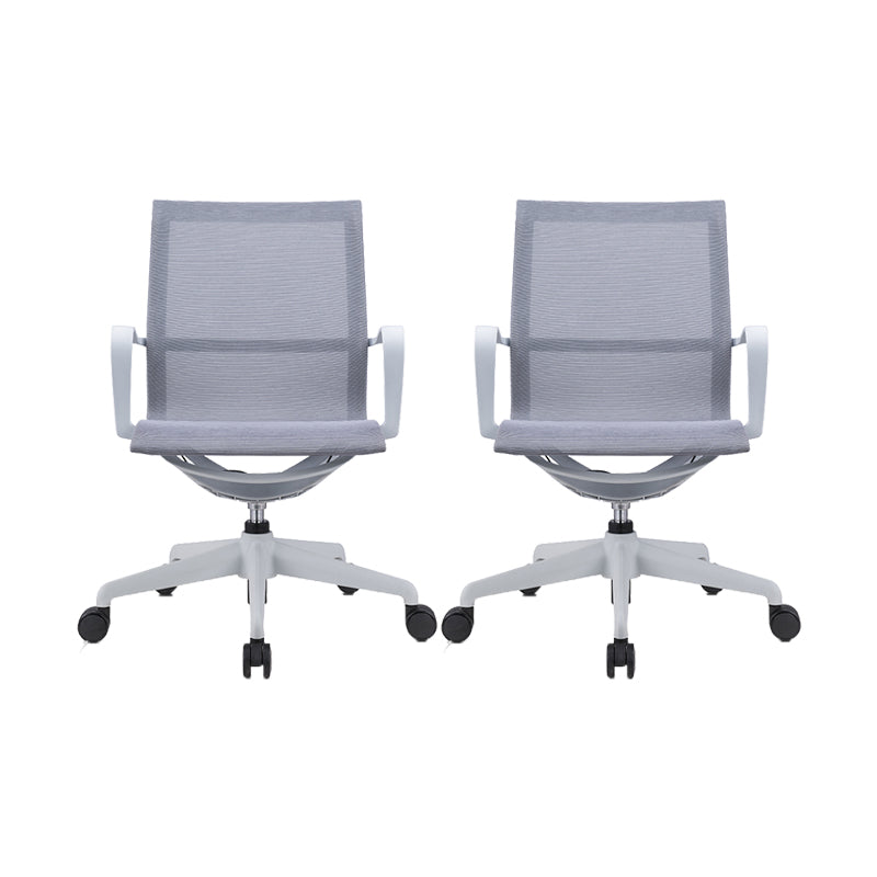 Modern Fixed Arm Conference Chair Office Ergonomic Mesh Task Chair Grey 2 Piece Set Clearhalo 'furn' 'furn_office_chair' 'Furniture' 'Office Chairs' 'Office Furniture' 'office_chair' 6388376