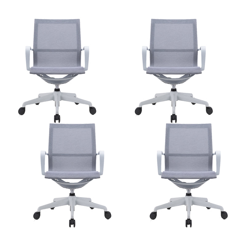 Modern Fixed Arm Conference Chair Office Ergonomic Mesh Task Chair Grey 4 Piece Set Clearhalo 'furn' 'furn_office_chair' 'Furniture' 'Office Chairs' 'Office Furniture' 'office_chair' 6388378